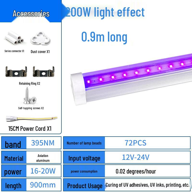 LED High-Power UV Curing Lamp for Ink and Epoxy Resin, 12V/24V