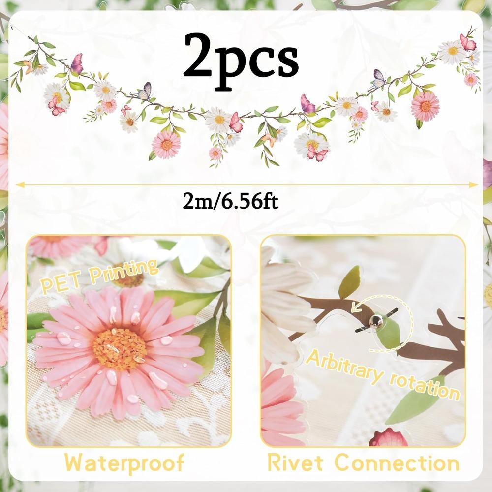 

5pcs Garden Party Flower Banner Each Reusable Wildflower Garland for Enchanted Garden Woodland Tropical Theme Wedding Supplies Girl Decorations 5pcs