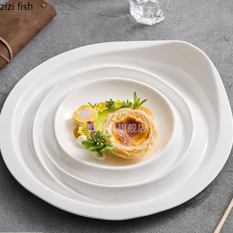 Weißer Keramik-Essteller, Sushi-Teller, Steakteller im westlichen Stil, Nudelteller, Dessertteller, Obstschale, Salatschüssel, Dim-Sum-Teller