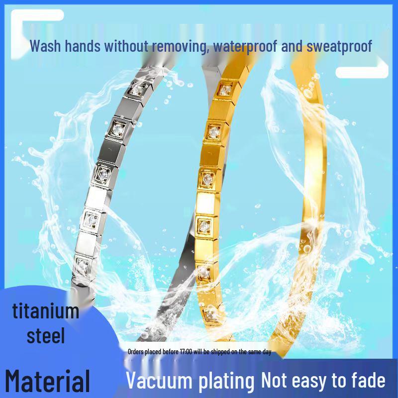 Elegantes, nicht verblassendes, goldbeschichtetes Titanstahl-Armband für Damen