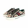 Gucci Tennis 1977 Low Top Stylish Skateboarding Shoes Women's Beige Green 677648 UMB30 9662