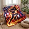 American Football Fire Blanket Personalized Name Flannel Blanket Soft Cozy Plush Throw for Sofa Bed Lightweight Home Decor