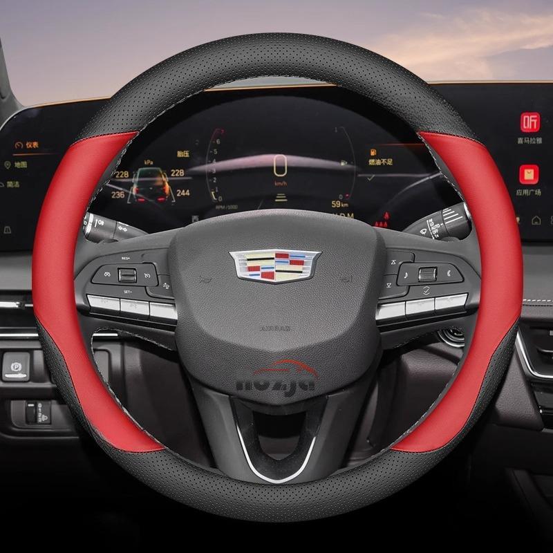 Leather Car Steering Wheel Cover for Cadillac VISTIQ ESCALADE IQ OPTIQ LYRIQ CT4 XT6 XT4 XT5 XTS CT5 CT6 ATS Accessories