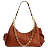 Juliet 30 Metal Decorated Chain Leather Shoulder Bag Large Women Shoulder Bag Amber-Brown CDZ71-B4YU1
