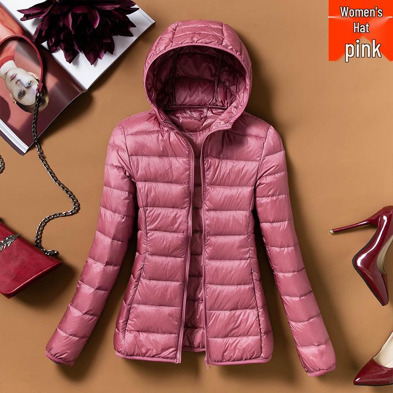 2023 Women's Lightweight Hooded Slim Down Jacket - Short, Fashionable, Plus Size, Autumn/Winter Outerwear