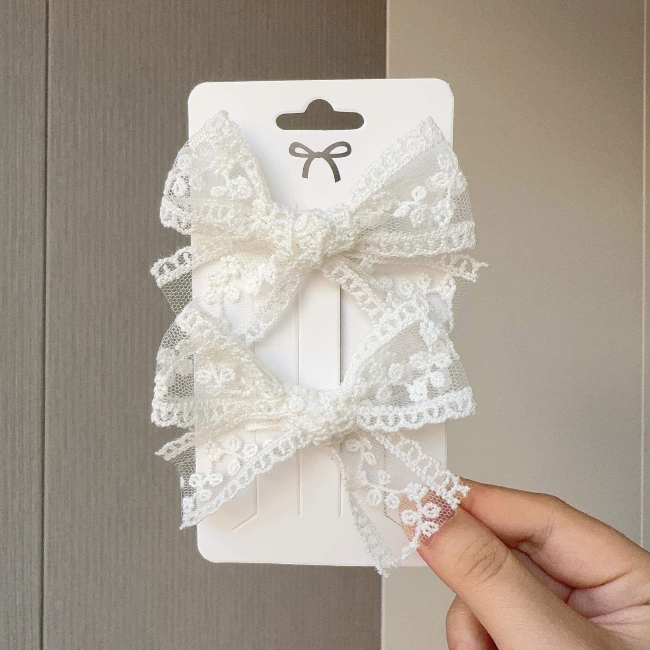 

2 шт./набор Милые однотонные кружевные вырезы Банты Заколки для волос для маленьких девочек Ручной работы Банты Заколки-невидимки Головные уборы Детские аксессуары для волос