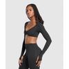Gymshark Twist Front Long Sleeve Top Black B3c8m Bb2j