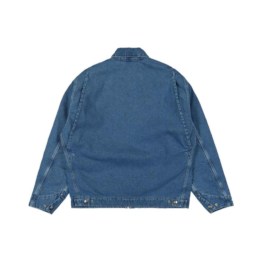 Carhartt WIP OG Detroit Jacket Classic Zip Chest Pocket Woven Square Label Denim Jacket Men Jacket Blue I033039-0106