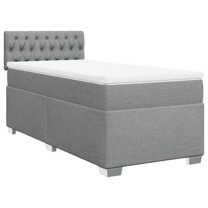 Exclusive House - Slatted Bed Base with Light Grey Mattress 80x200 Cm Fabric