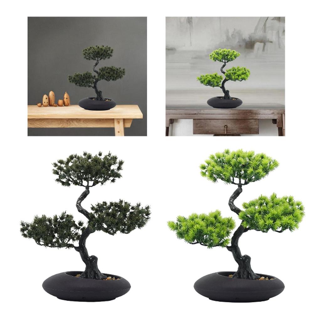 Artificial Bonsai Pine Tree 10.2x13.4inch Lightweight Tabletop Decoration PP Material for Kitchen Dining Room Versatile