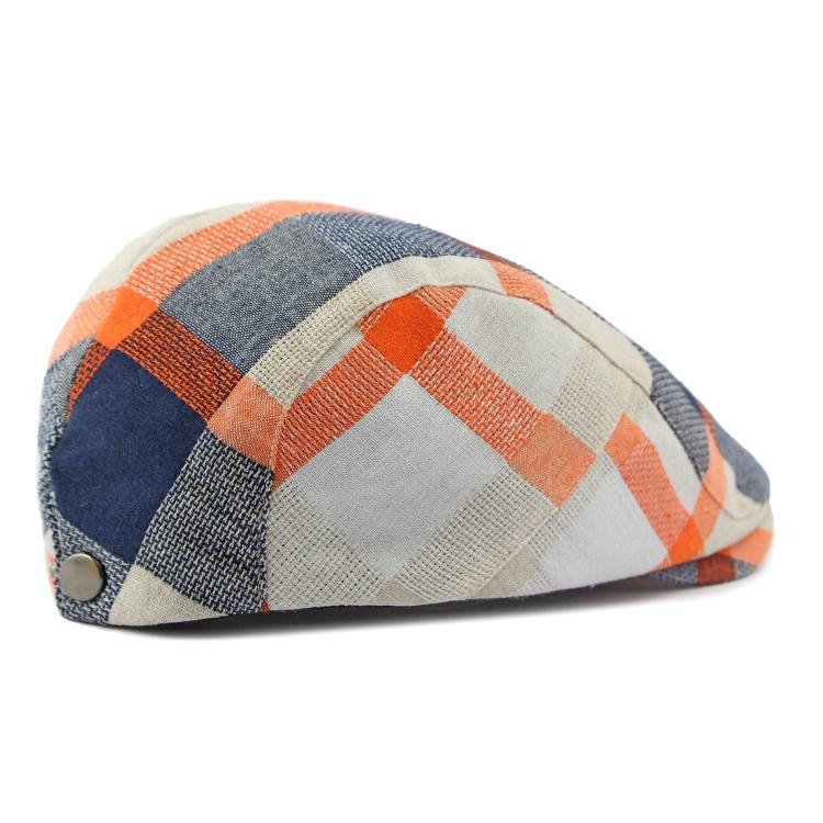 Men Women's Beret Plaid Cap Vintage Paintwork Hat
