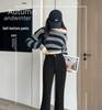 Petite Women's 2026 Spring Black High-Waisted Slim Flared Suit Pants