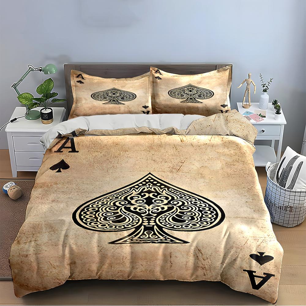 Ace of Spades Vintage Bedding Set Bedding Set (1 Duvet Cover, 2 Pillowcases, Duvet Not Included)