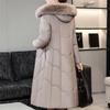 Middelbare leeftijd Vrouw Winter Faux Schapenvacht Jassen Capuchon Bontkraag Elegant Dik Warm Winter Lange Parka's Dames Leren Jas