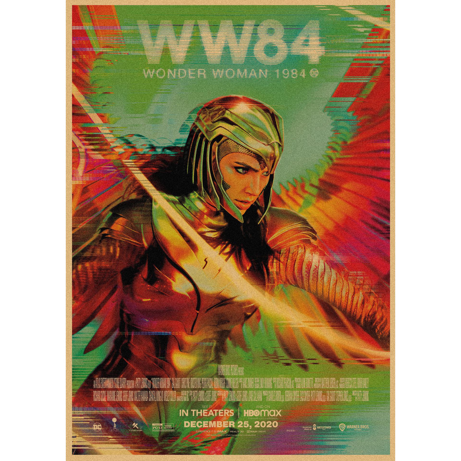 

Wonder Woman 1984 Retro Kraft Paper Movie Poster Decorative Wall Art 29.7X42cm (A3 size)