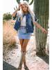 Frühling/Sommer 2025 Damen Europäisch-Amerikanische Gradient Ausgefranste Jeansjacke - Einreihig, Mehrknöpfig, Locker Geschnittenes Mode-Oberteil