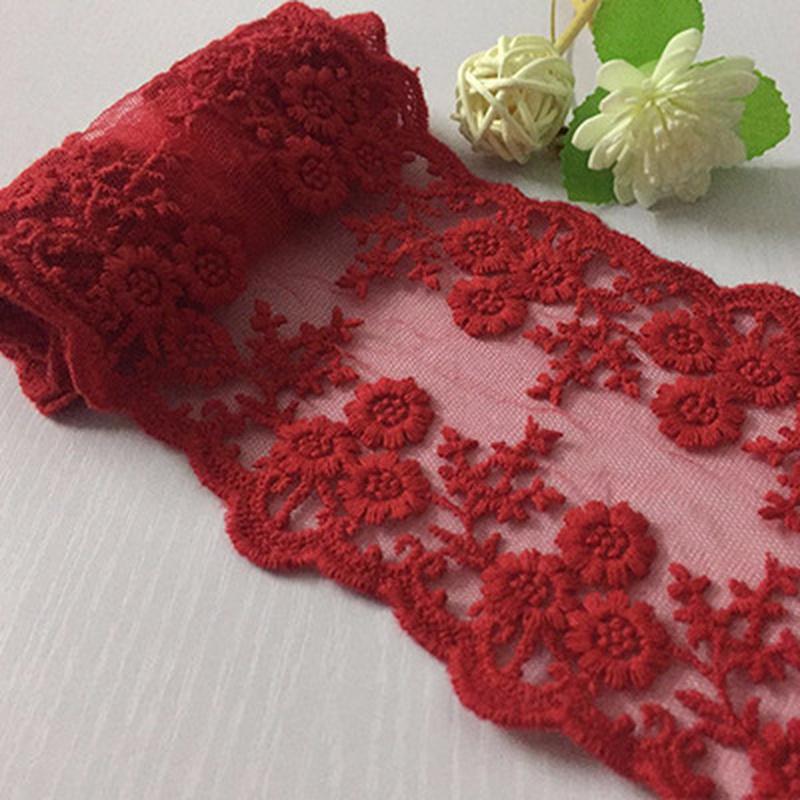 

Кружевная лента шириной 11 см, сделай сам, вышитая сетчатая кружевная ткань для шитья, украшения красный