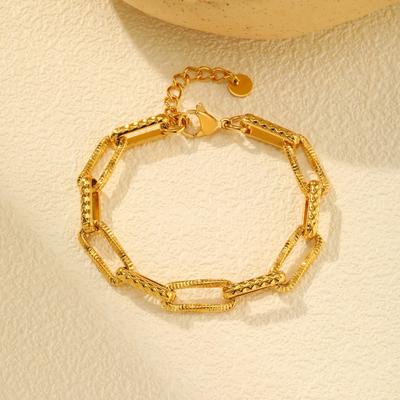 Jewelry Stainless Steel Rectangle Corner Chain Gold Bracelet Accessories Jewelry, Hua Blue 2524