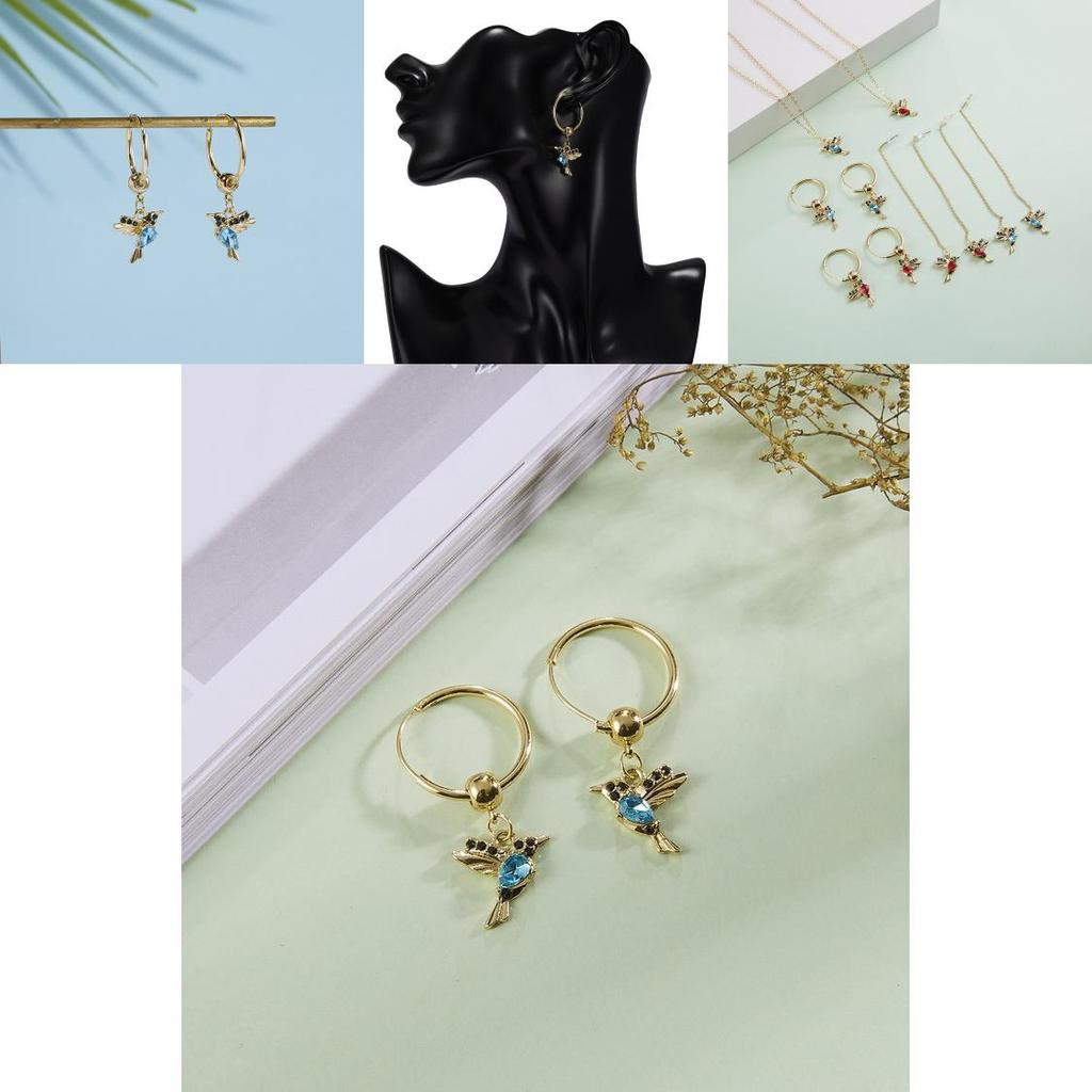 Bird Hoop Earrings Alloy Water Drilling Classic Animal For Daily Wear