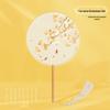 Translucent Embroidered Long-Handled Round Fan for Children's Hanfu and Cheongsam Costumes
