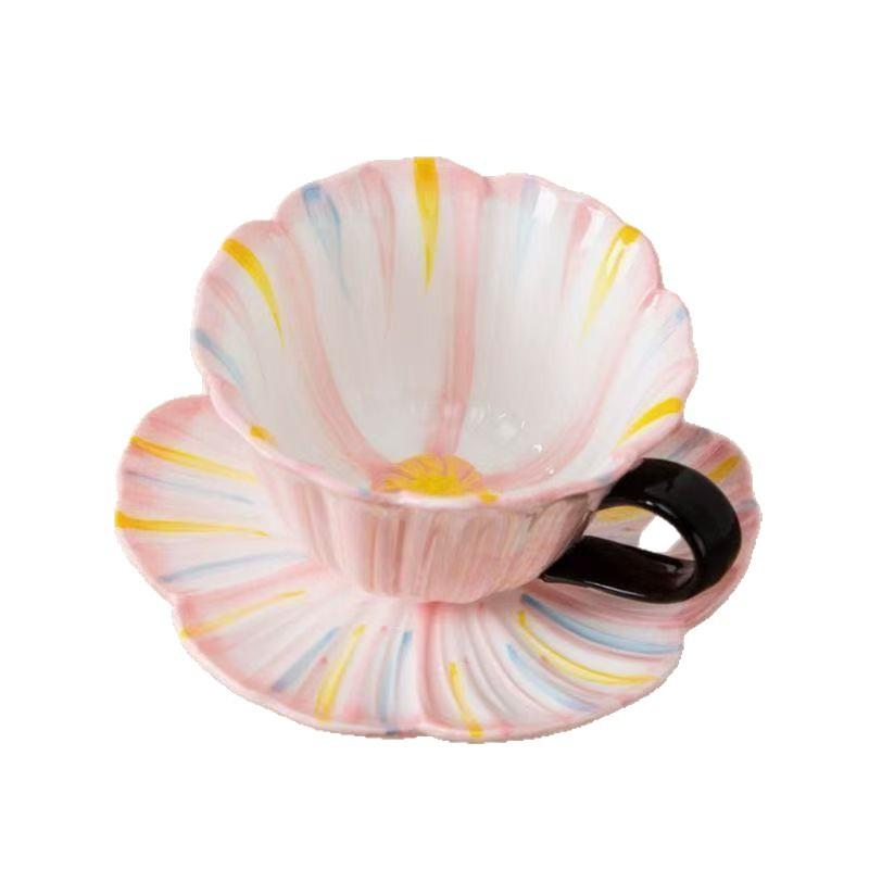 Unterglasurfarbige Blume Kaffeetasse Keramik Kaffeeladen Tasse Hoher Erscheinungsgrad Nischen Tasse und Untertasse Set
