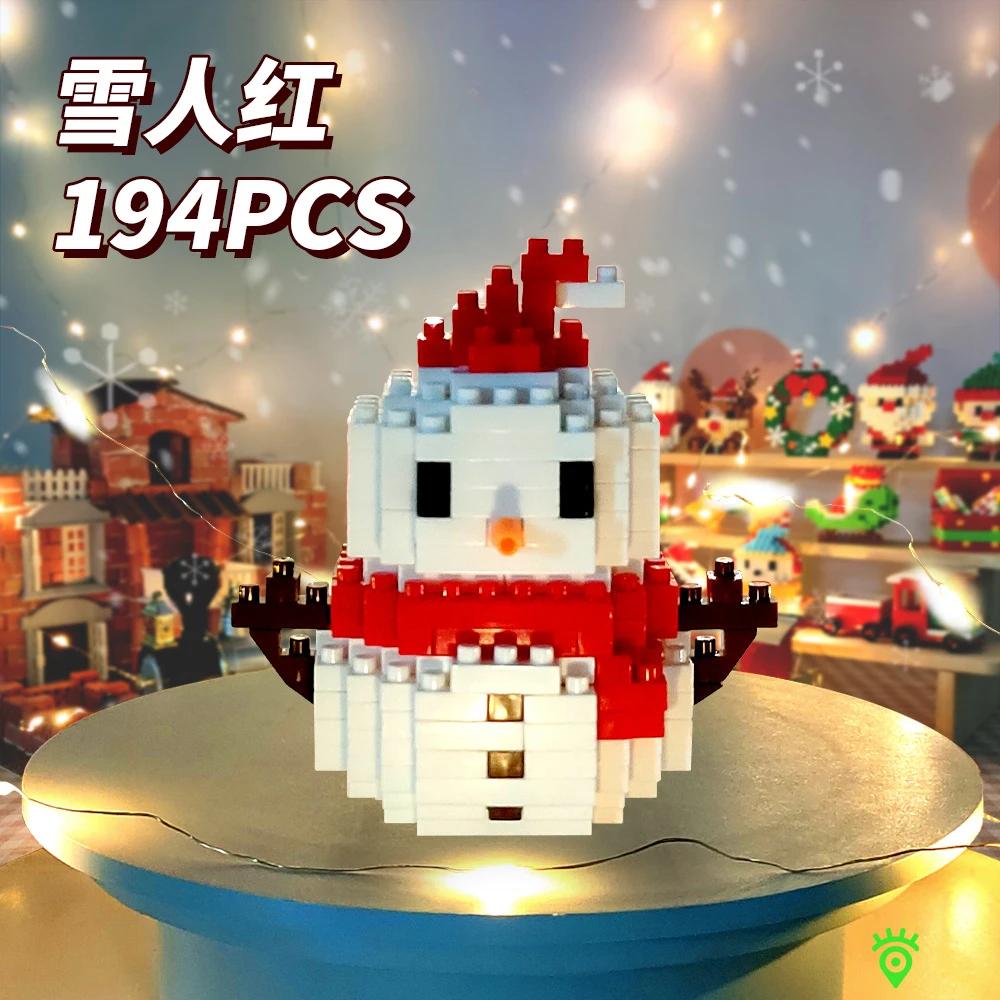 Kids Christmas Building Blocks Toys Mini Micro Building Brick Christmas Tree Stocking Blocks Puzzle Assembling Table Decor Toy