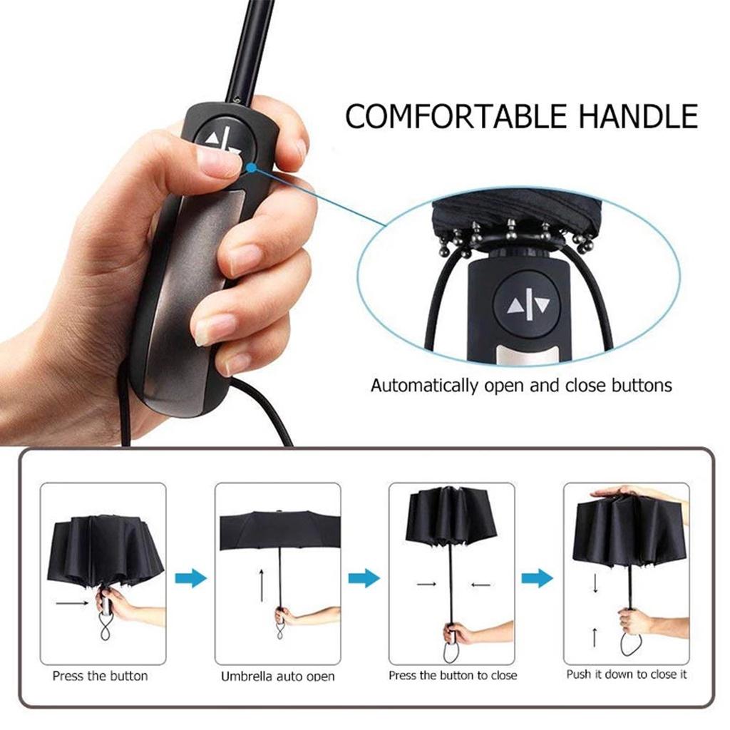 Nouveau parapluie pliable automatique en vinyle, parapluie à dix baleines robuste, coupe-vent et imperméable, grand parapluie pour usage professionnel