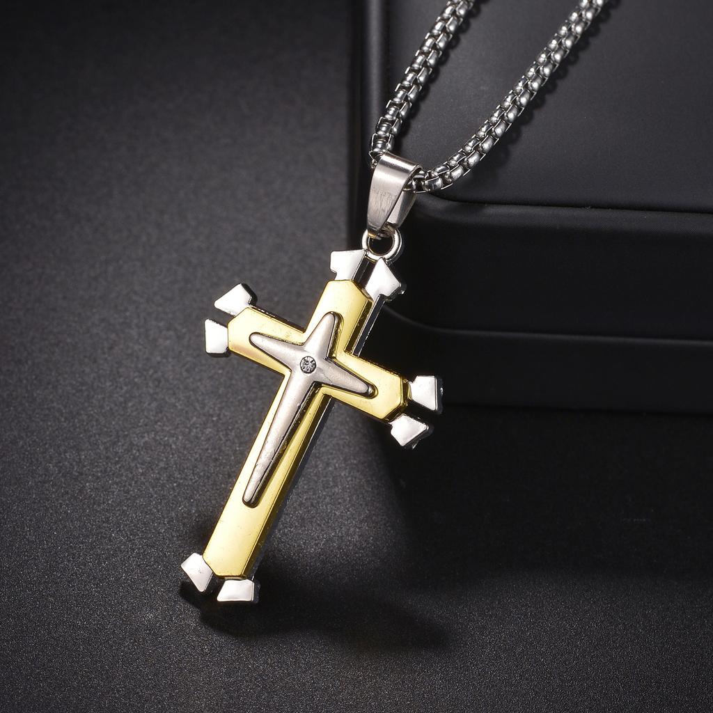 Christian Jesus Cross Necklace for Women Men Stainless Steel Chains Choker Religion Pendants Jewelry Prayer Baptism Gift