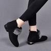 Round-headed mink hair women's short boots autumn and winter new flat-bottomed black sheepskin fur shoes women's shoes velvet leather boots