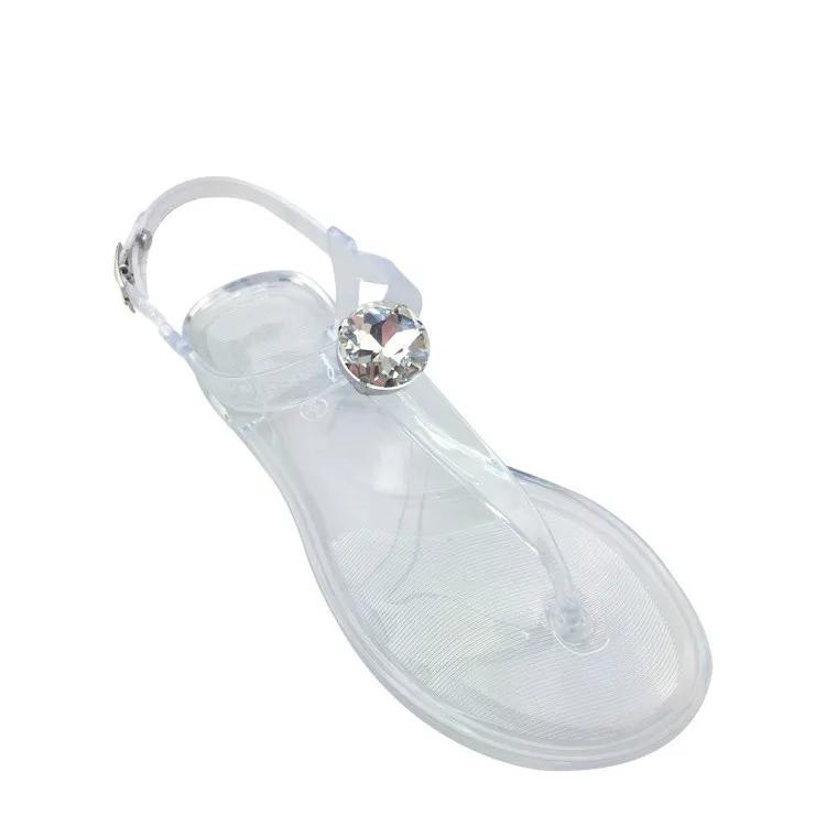 

fashion Women Sandals 2024 Hot Fashion Rhinestone Summer Beach Shoes Transparent PVC Jelly Flat Sandal Woman Large Size 36-42 39 чистий