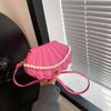 Shell Shaped Crossbody Bag Fashion Mini Shoulder Bag Womens Faux Pearl Chain Handbag