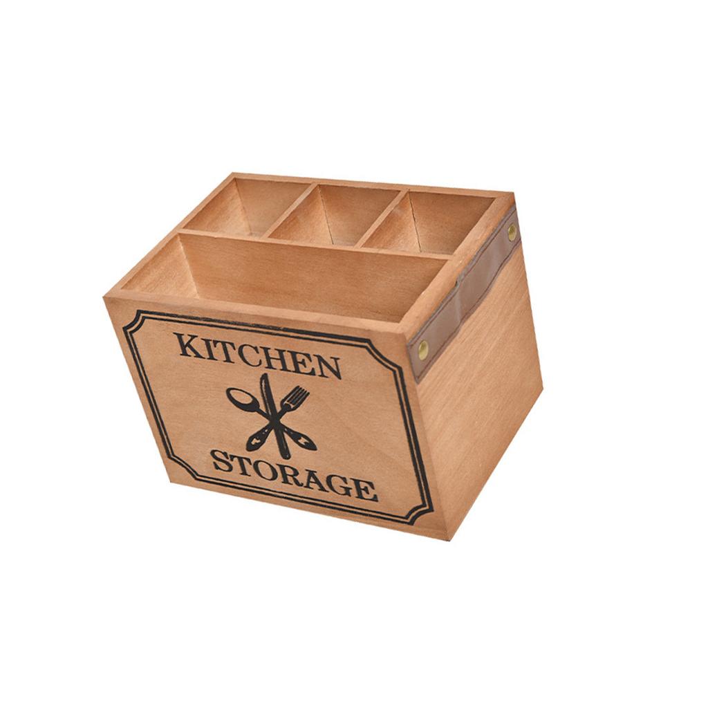 Elegant Servetthållare i Trä Klassisk Stil Servetthållare i Trä och Bestickorganisatör för Kök och Matbord