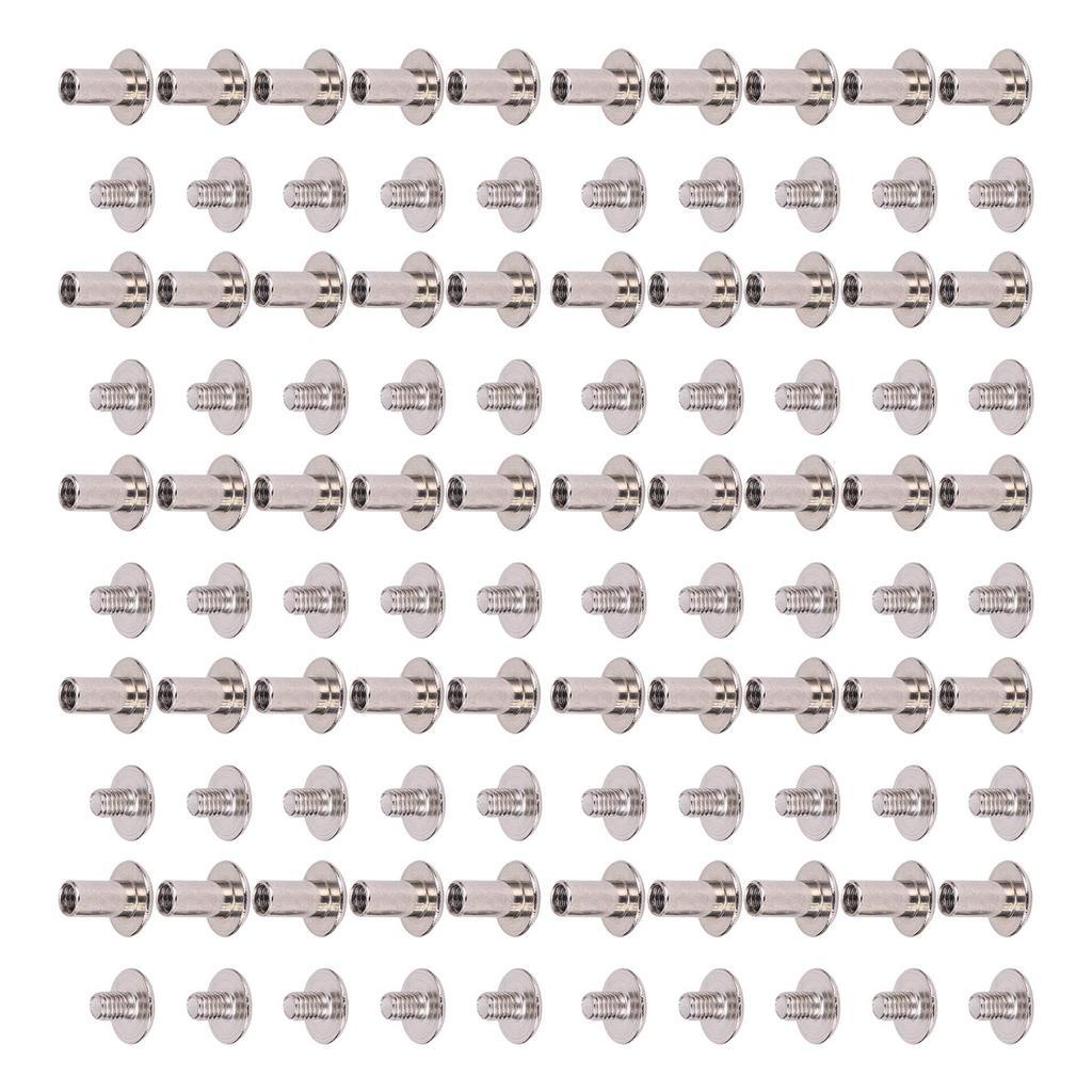 4.5x8x9mm 50 Set M3.5 Screw Rivets Flat Round Head Binding Rivets for PU Leather DIY Crafts