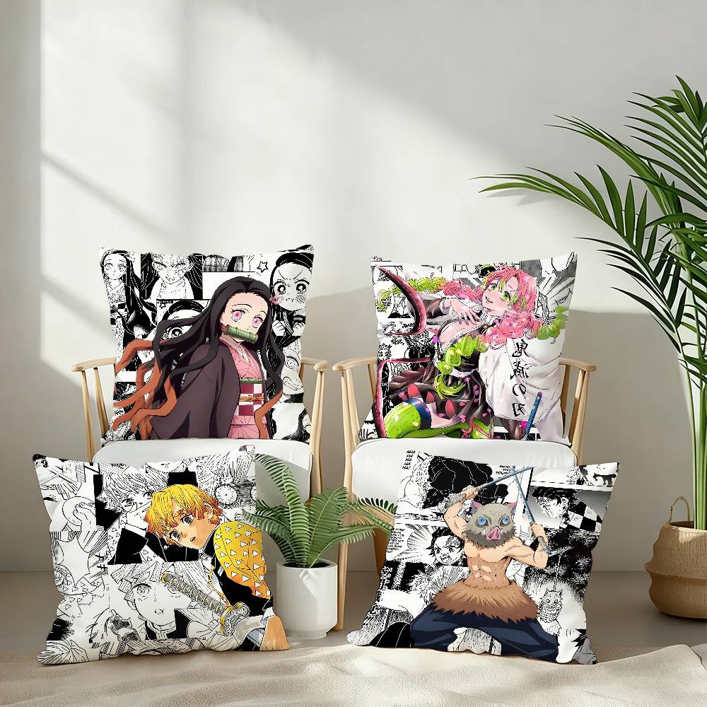 D-Demon S-Slayer Pillow Case Plush Fabric Soft Pillowcase Double Sided Print Cushion Cover Household Gifts