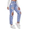 Women's Ripped Salt-Washed Straight Leg Jeans - European & American Fashion