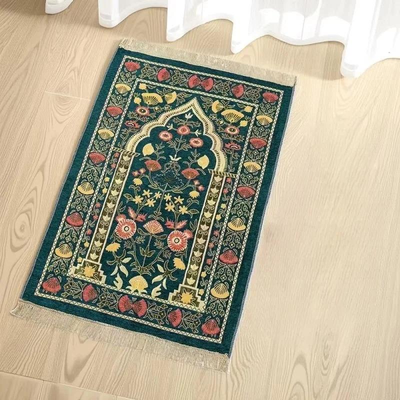 Foldable Muslim Prayer Rug Perfect for Men Women Gifts Vintage Persian Style Gold Muslim Prayer Mat Home Decoration