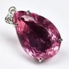 Lab Created Silver Pink Topaz 116.15 Ct CERTIFIED Pear Cut Gemstone Pendant AI-66-NS