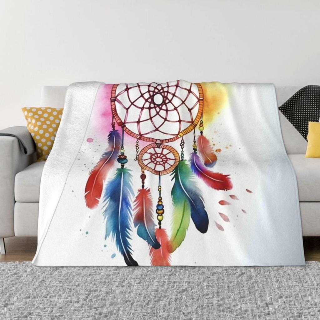 Dreamcatcher Blanket Boho Dream Catcher Plush Throw Blanket Flannel Fleece Blanket for Travel, Airplane, Bed, Couch, Car, Gift