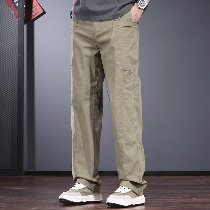 Men's Spring Summer Loose Straight-Leg Workwear Casual Pants