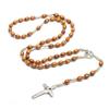 Natural Pine Wood Imitation Prayer Beads Necklace with Spacer Beads, Handwoven Cross-Border Ornament (10x8 Beads)