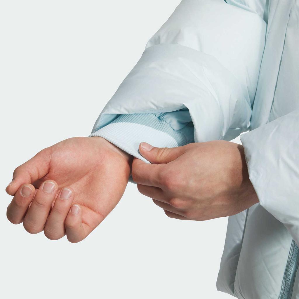 Adidas Fustl Down Jacket Fashion Versatile Comfortable Zipper Stand Collar Down Coat Men Jackets Light-Blue JN4145