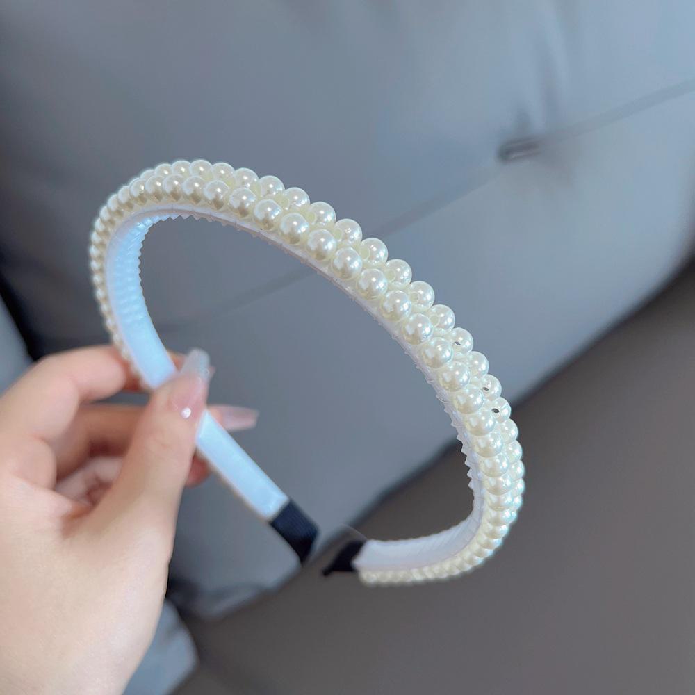 

Свадебная повязка на голову с бантом из искусственного жемчуга, плетеная вручную 48#