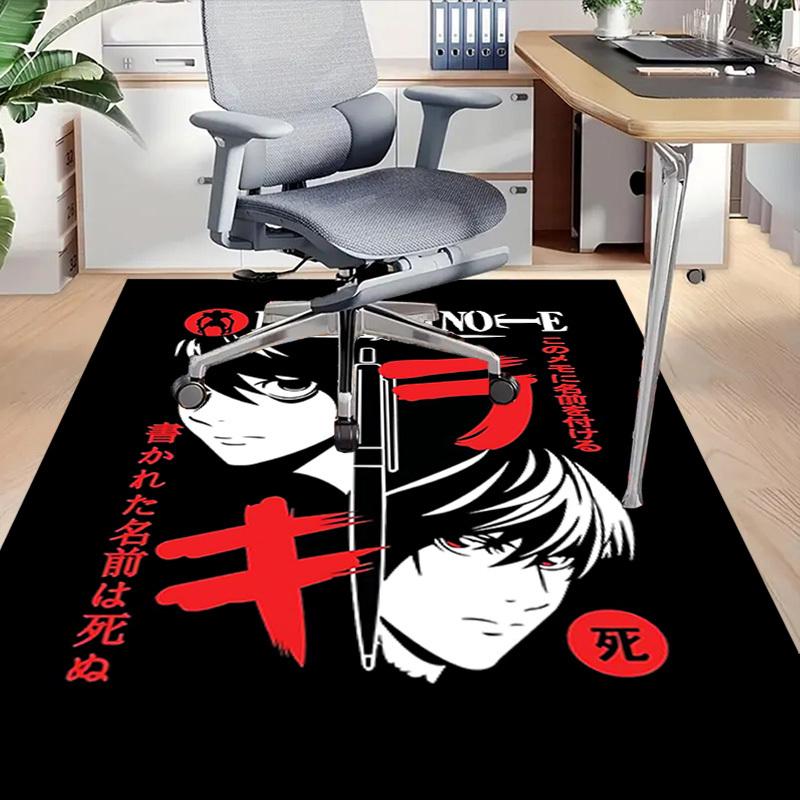 1pc Death Note Home Office, Durable Polyester Floor Mat with Easy, Office Decor, Urban Style, Nonslip Backing