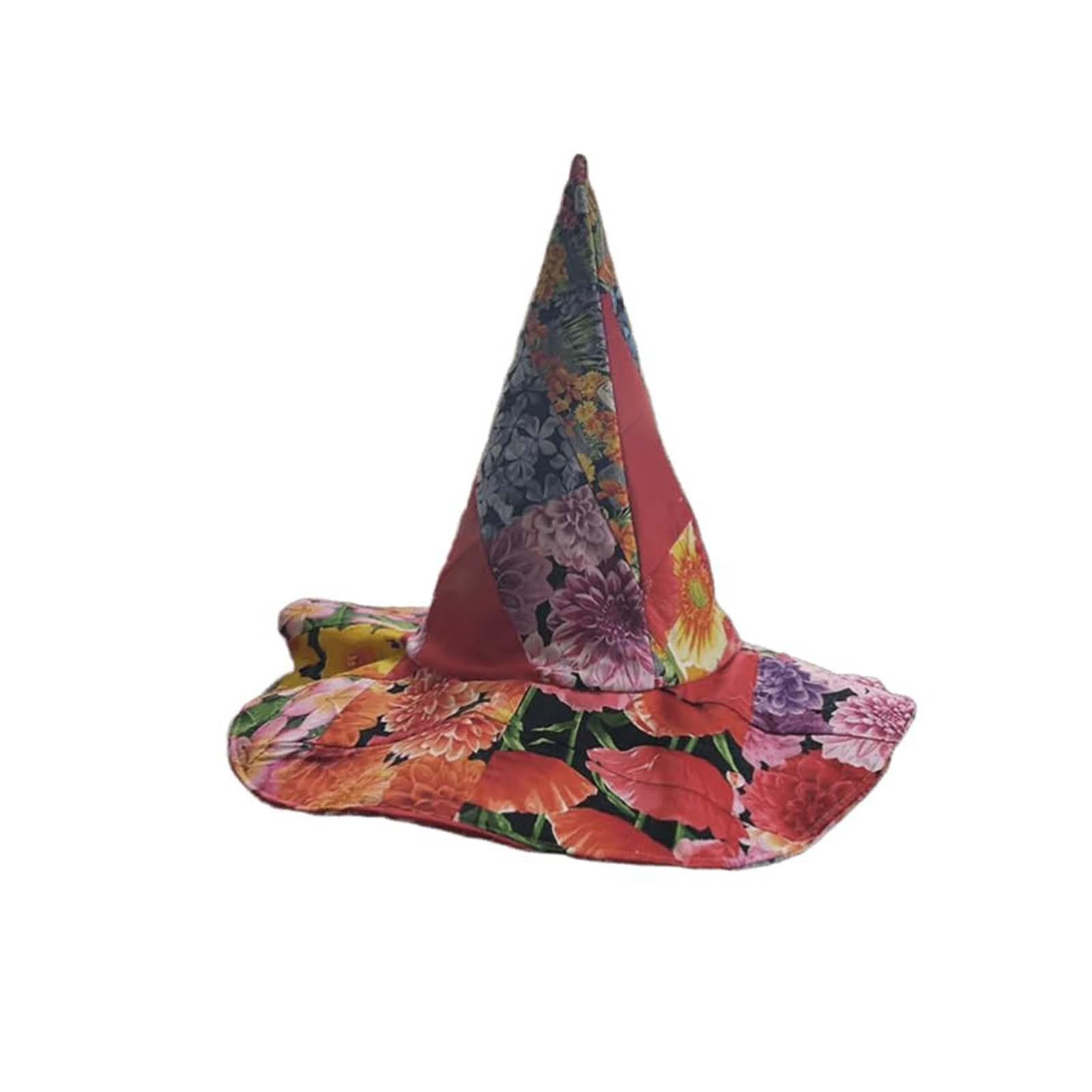 

Шляпа ведьмы пэчворк ручной работы, разноцветная шляпа ведьмы на Хэллоуин пэчворк One Size