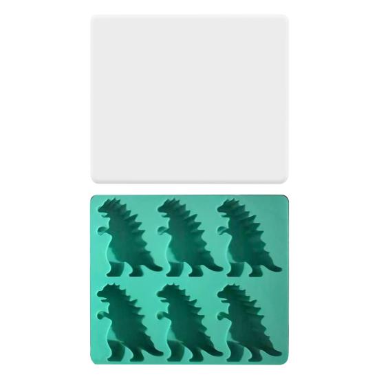 Dinosaur Ice Cube Mold Easy Fill Release 6 Cavity Gojira Ice Tray Freezer Safe Ice Maker for Summer Drinks Cocktail Party