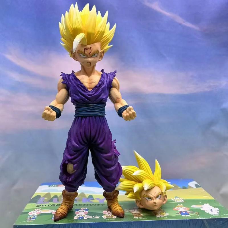 

24cm Dragon Ball Anime Figure Two Head Son Gohan Action Figurine Super Saiyan 2 Cell Game Children Toy Decoartion Son Goku Gift