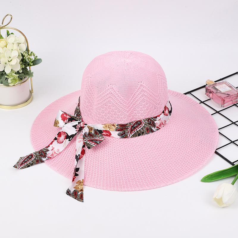 Summer new women's streamer Lafite straw hat sunscreen hat fashionable mother sun hat summer women's sun hat