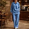 Completo due pezzi in velluto a maniche lunghe da donna - Outfit casual a vestibilità larga
