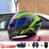 Full Face Motorcycle Helmet With Dual Visor Winter Warm Lining Bluetooth Slot Scooter Riders Men Women All Season