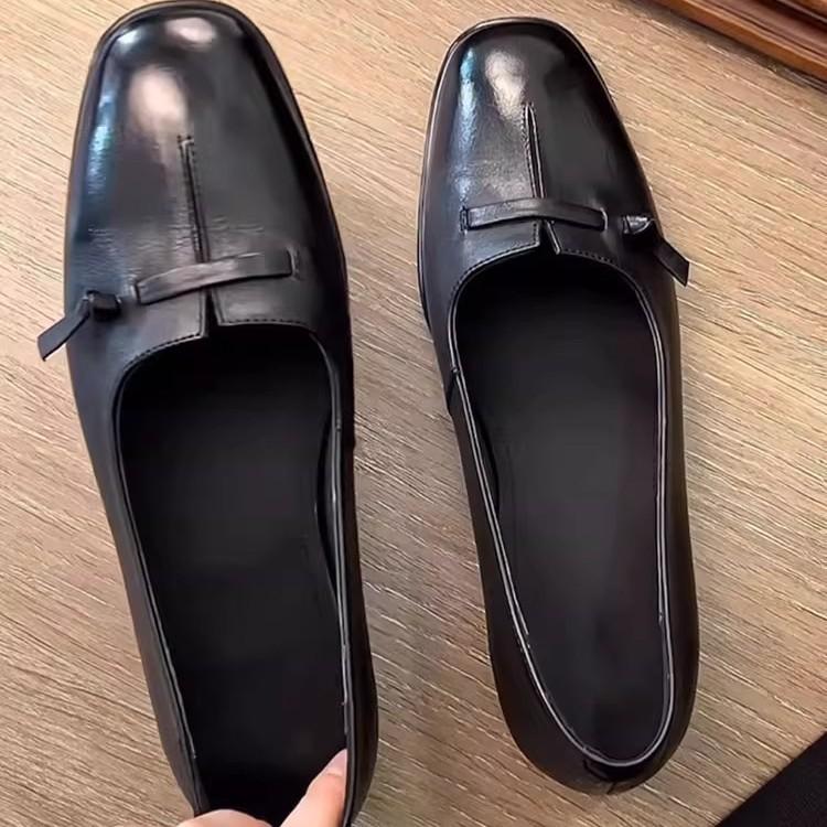 Cowhide Version~ French Thick Heel Medieval Shoes Niche Design Versatile Loafers Spring New Products One-pedal Small Leather Shoes